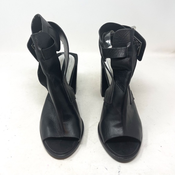 ZARA Woman Genuine Leather Open Toe Ankle Bootie in Block Heel. Black size 41 - Picture 4 of 9